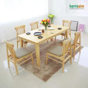 케미에르 오슬로 6인용 고무나무 원목식탁SET(의자형) KHD-603
