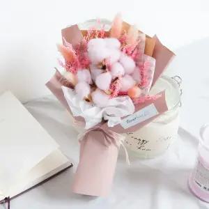 라그라스 조화 꽃다발 목화 32cm 인테리어 꽃 선물 장식 기념일 졸업식 발표회 학예회