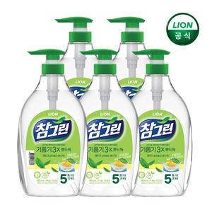 참그린 레몬 녹차 기름기 뽀드득 1kg 용기 x 5개/주방세제