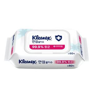 유한킴벌리 크리넥스 안심 물티슈 99.9%항균 캡형 60매 손세정 손소독