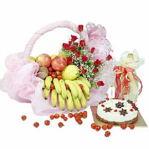 케익과 과일바구니