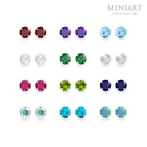 [미니아트]14K 탄생석 컬러 5mm 큐빅 데일리 골드 금 귀걸이