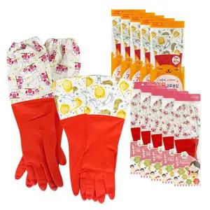 명진 기모 고무장갑 10켤레 면코팅 긴 팔목 겨울 김장장갑