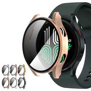 [유니커블]갤럭시워치4 투명 강화유리 액정보호 풀커버 충격 방지 슬림 메탈릭 범퍼 하드 케이스 40 44MM