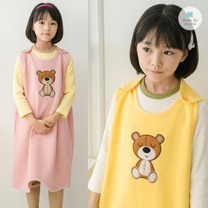 꾸미 초등 면누비 곰인형 수면조끼 아동수면조끼