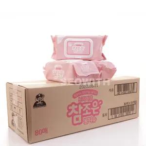 산도깨비 프리미엄 엠보싱 참조은 물티슈 캡형 80매 X 10팩 1box