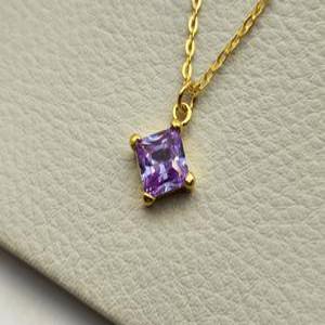 24K 순금 3.75g(1) 라벤더 큐 펜던트 목걸이(18K 연결고리 장식)