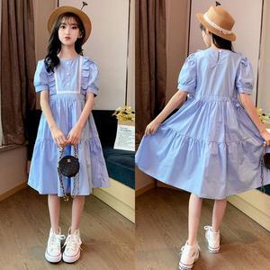 [삐삐네옷가게] 여아 주니어 하늘빛 프릴 여름 휴가룩 원피스 스커트