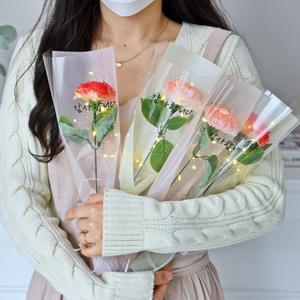 카네이션 투톤 살구핑크 한송이 꽃다발 어버이날 스승의날 LED 비누꽃 유치원 선생님 부모님 감사 선물