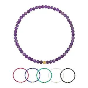 [니지쥬얼리] 14K GOLD 컷팅 골든볼 천연석 비즈 팔찌