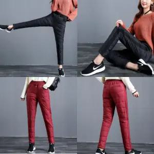 겨울 오리털 여성 골프 9부 경량 패딩바지 1p 등산 캠핑 슬림일자 방한 밴딩 누빔팬츠