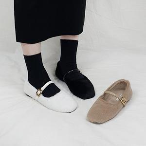 [디아]보미 메리제인 밴딩 밍크퍼 털안감 플랫슈즈 2cm