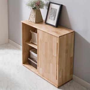 [에보니아] 우디 슬라이딩 고무나무 원목 책장