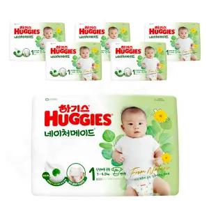 2024 하기스 네이처메이드 밴드형 1단계 공용 66매X6팩 신생아용 아기 기저귀