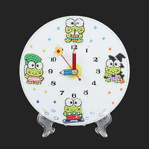 정인아트 개구리친구들 보석십자수+시계세트 (직경 약16cm)