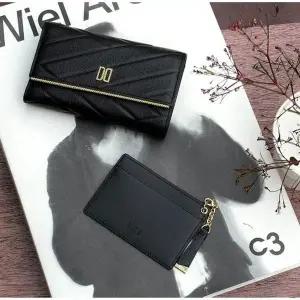 [NS홈쇼핑]DCWA4E419BK 닥스 블랙 칼라일 패턴 골드 DD로고 소가죽 중지갑[34412926]