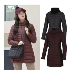 [롯데백화점]콜핑 LD18 여성 겨울 카라모피  탈부착형 중기장 경량 덕다운 자켓  KUJ6835W