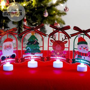 크리스마스 보석십자수 리본 무드등 세트