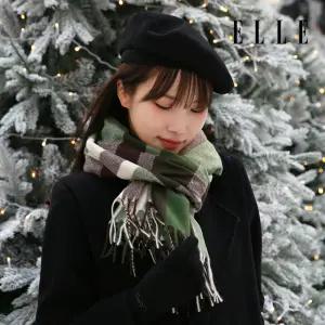 [롯데백화점]엘르 프렌즈 롱 체크 머플러 SE44MP305