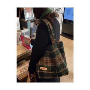 체크무늬가방 크리스마스 포인트 겨울 토트백 에코백 체크 모직 가방 에밀리