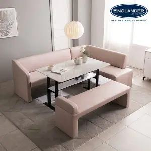 라움 통세라믹 4인용 리빙다이닝 투게더 식탁세트(3인소파+코너형+3인벤치)