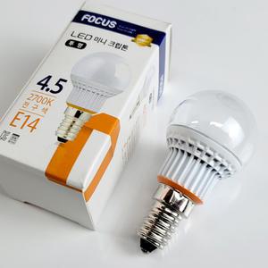 포커스 LED 미니크립톤 4.5W E14 전구색 투명타입