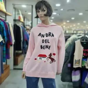 베네통/애플아울렛/자수 포인트 후드 롱 니트/BAKP04411