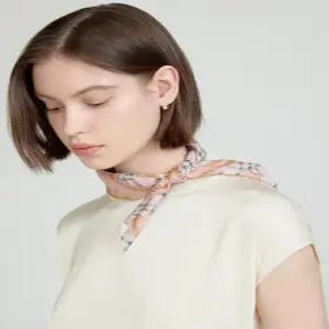 닥스 여성 25SS 핑크 체크 실크혼방 스카프 DLSC5B123P2