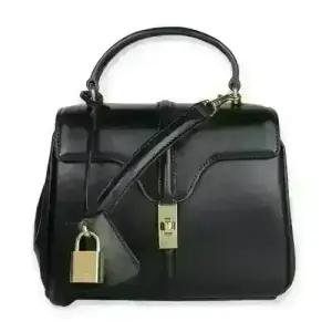 디몬트 셀린느 여성 새티네이티드 카프스킨 미니 숄더백(블랙) 197983BEY 38NO