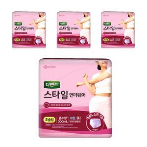 디펜드 스타일 언더웨어 여성 초슬림 대형 9매X4팩 걱정없는 하루 특허소취 냄새 제거