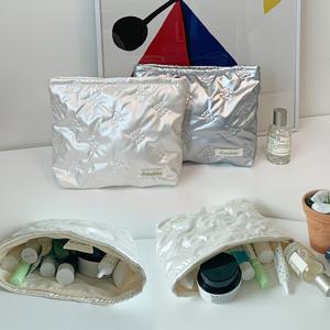 리본누빔지퍼파우치 퀼팅 화장품 멀티수납 필통 여행