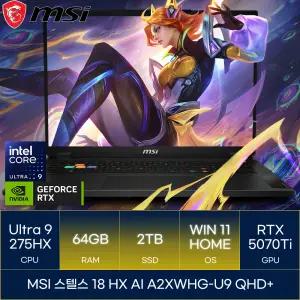 MSI 스텔스 18 HX AI A2XWHG-U9 QHD+ (RAM 64GB_SSD 2TB_WIN11)_마우스+장패드증정 AN