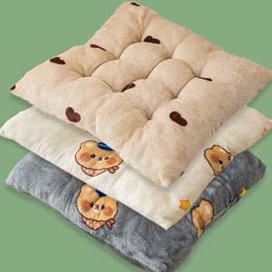 극세사 끈식 사무용의자 시트패드 사각방석 컴퓨터책상용 사무방석 겨울 시트형쿠션