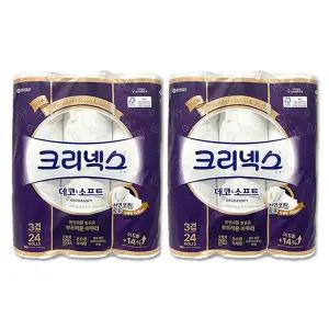 크리넥스 화장지 데코&소프트 3겹 두루마리휴지 35m 24롤 x 2팩