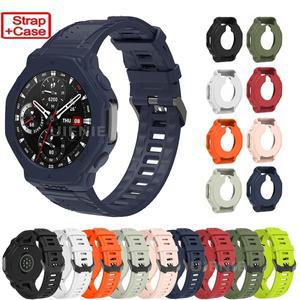 Huami Amazfit T-REX 3 용 실리콘 시계 밴드 + 케이스 손목 및 커버 Smartwatch 스트랩 팔찌 스포츠