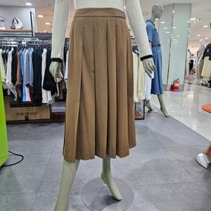 시슬리/애플아울렛/허리 가죽 비죠 주름 스커트/SASKC3461