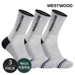 웨스트우드 남성 쿠션 컬러 라인 포인트 등산 중장목양말 3P_LG