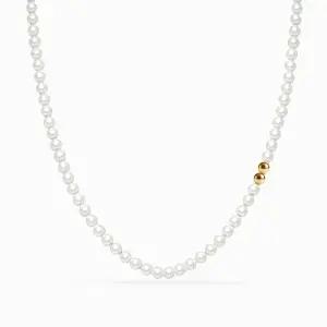 모아르 14K 퓨어 더블볼 진주 목걸이