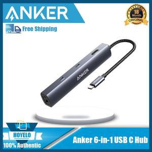 Anker USB C Hub PowerExpand 6-in-1 PD 이더넷 허브 (65W 전원 공급 장치 포함) 4K HDMI 1Gbps 데이터 포