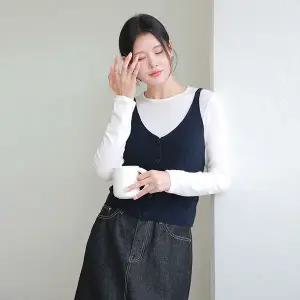 [르포엠]카밀리 세미 크롭 니트 뷔스티에 3종세트