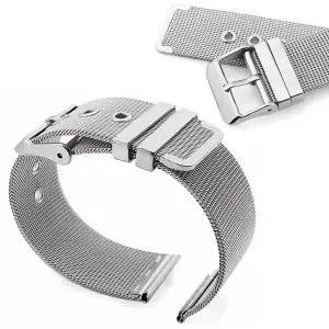 남녀 스테인리스 스틸 시계 스트랩 12mm 14mm 16mm 18mm 20mm 22mm 24mm 실버 메쉬 밀라노 핀홀 버클 메탈