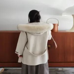 [자체제작] 울100% 폭스100% 후드퍼 하프코트 핸드메이드 롱코트