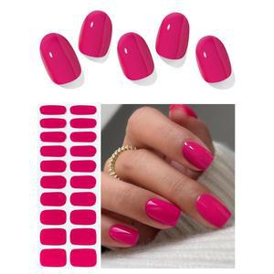 AutyaMee 세미 큐어드 젤 네일 스트립(베리 핑크), 젤 네일 랩 20개, 스티커, 자외선 필요, 살롱 품질, 오래 지속됨