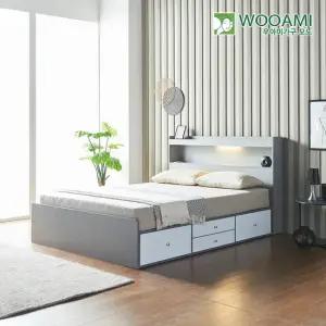 우아미가구 모노 라임 LED 수납 슈퍼싱글 침대+40T DM5335