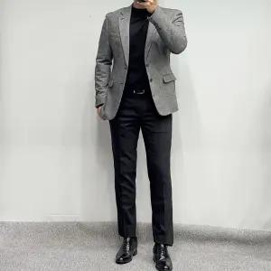 [바쏘옴므]남성 울 스판 하운드 모직 콤비 자켓 WSY4-JF70-ABK