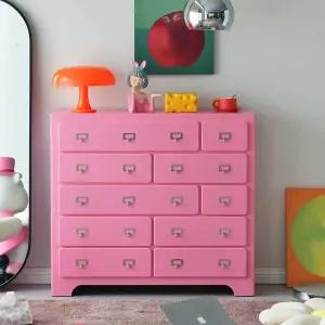 핑크 수납장 카페 우드 레트로 수납 빈티지 장식 컬러 예쁜