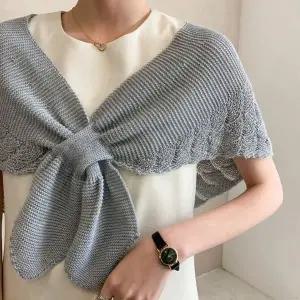 케이프 니트 숏 어깨 숄 간절기옷 그레이 여성 여성숄 여자숄