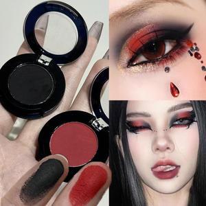 펑크 스모키 레드 블랙 아이 섀도우 팔레트 방수 고딕 매트 블루 트레이 여성 할로윈 안료 메이크업
