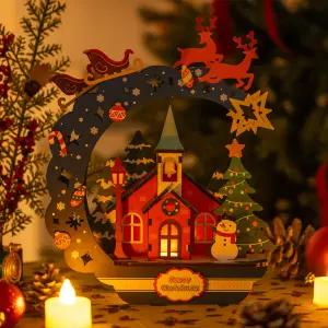 [민화샵] 크리스마스 종탑 무드등 고급형 만들기 인테리어 소품 선물 유아 미술 놀이 키트 재료 교구