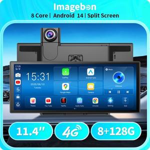 이미지본 M70 11.4인치 4G 안드로이드 14 8+128GB 블랙박스 8코어 무선 카플레이 & 오토 화면 원격 모니터